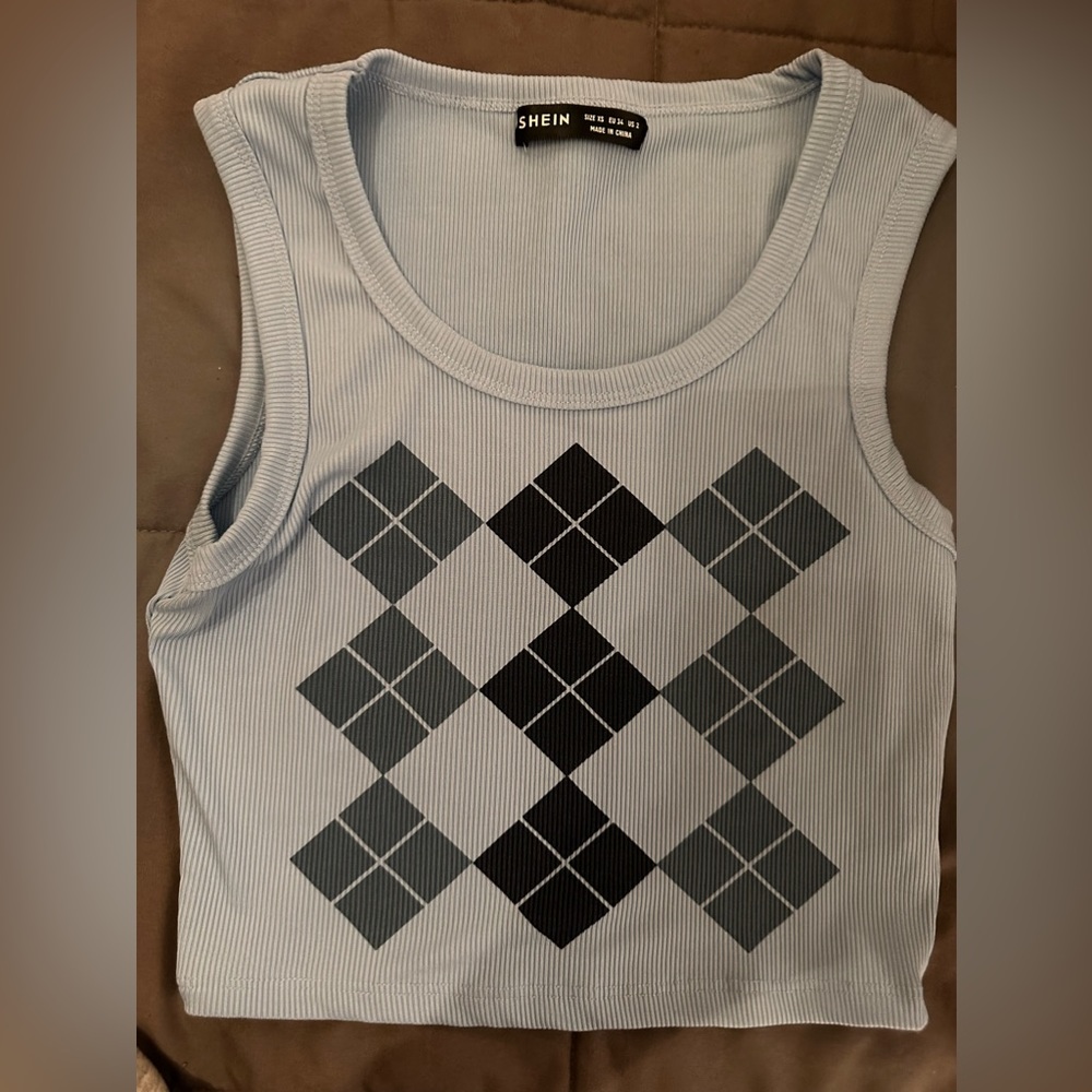 SHEIN Preppy Blue Crop Tank Top